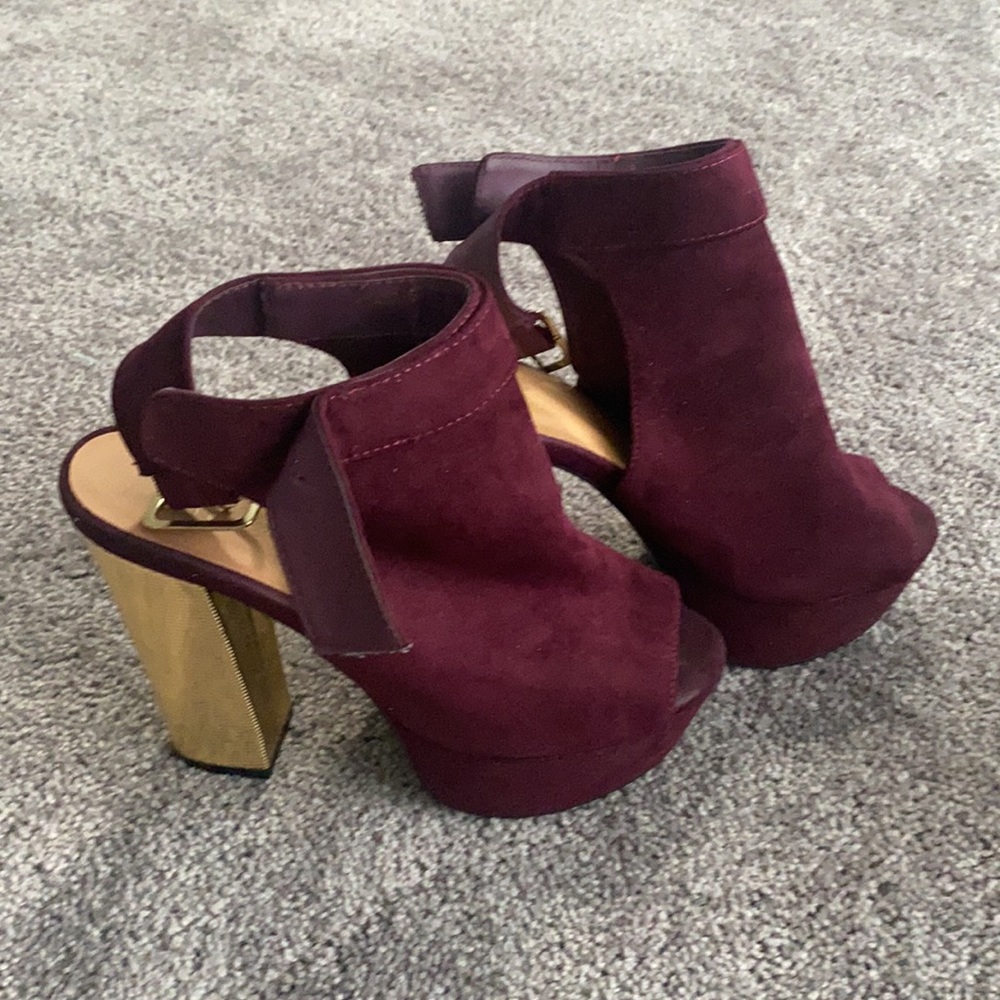 Suede Maroon Platform Heels